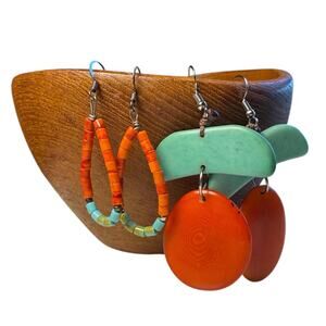 Bundle of Coral and Teal Earrings